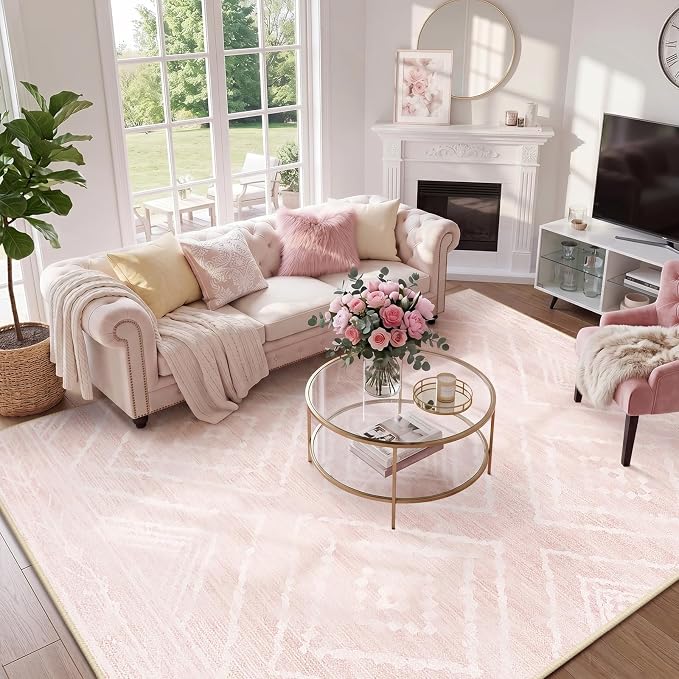 BESTSWEETIE Area Rug 8x10 Rug Machine Washable Non-Slip Low Pile Print Pattern