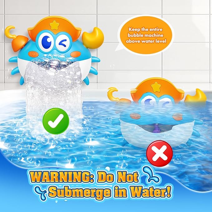 Baby Bath Toys,Light Up Crab Bubble Machine Blower with LED Lights,3 Cute Wind-Up Bath Toys for Kids Ages 1-3 4-8 Toddler Bathub Toy Great Birthday Gifts for Kids