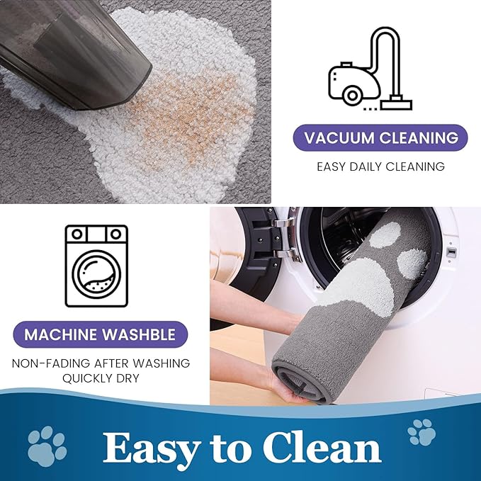 Buganda Dog Door Mat for Muddy Paws, Absorbent Dirt Trapper Washable Indoor Doormats, Non Slip Low-Profile Mud Mat for Dogs, Front Entrance Doormat for Inside Floor (70x24 Inches, Light Grey)