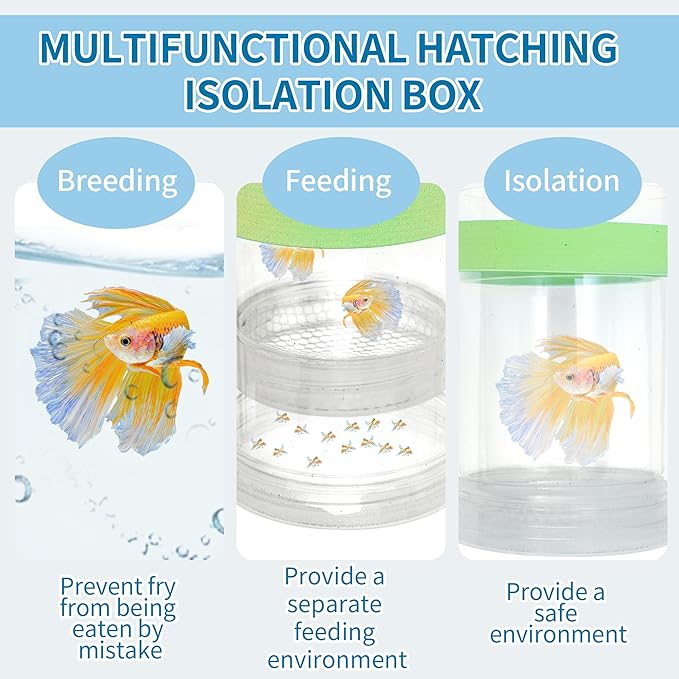 Suspensions Breeder Box, Floating Mesh Isolation Fish Tank Separator Set, Ideal for Aquatic Pets, Large, Green, 1 Set