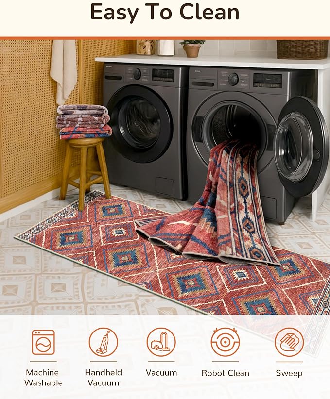 BESTSWEETIE Area Rug 9x12 Rug Machine Washable Non-Slip Low Pile Print Pattern