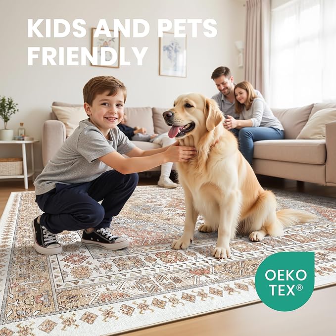 zesthome 8x10 Area Rugs for Living Room, Non-Slip Backing Washable Rugs