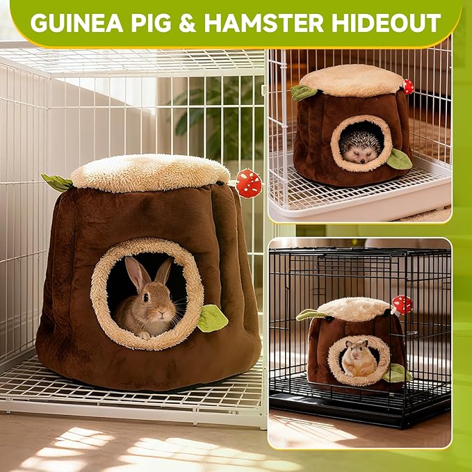LYART Guinea Pig Hamster Bedding or Hideout for Mouse Mice Rat Ferret Bunny Fluff Bedding Bed House Cage Accessories, Dwarf Rabbits Hedgehog Bearded Dragon Warm Bedding Winter Nest Cave, Washable(2.L)