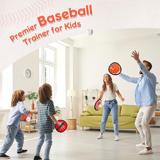 Toss and Catch Ball Set - Ultra Soft & Safe Toddler Baseball Gloves Designed for Pain-Free - Kids Games Toys Indoor Outdoor - Great for Yard Beach Pool - Gift for Boys Girls 2-4 5-7 8-10 Years