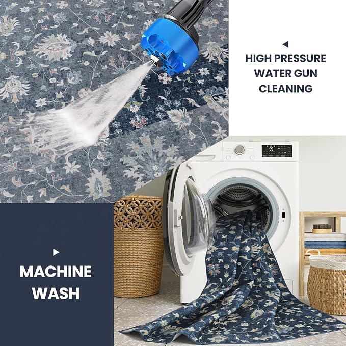 Washable Rugs 8x10 Area Rugs for Living Room, Dining Room- Soft Low Pile