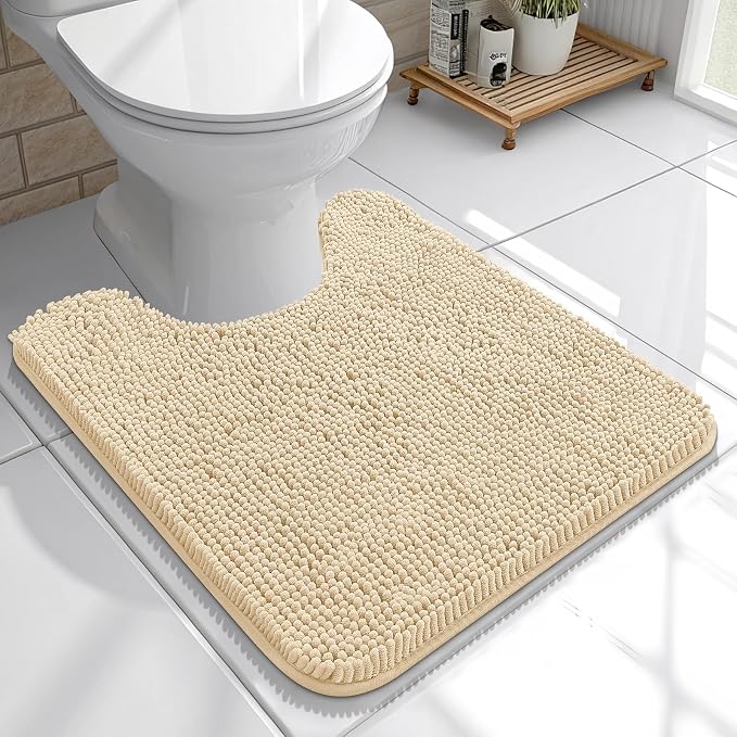 OLANLY Toilet Rugs U-Shaped 20x20, Extra Soft Absorbent Chenille Contour