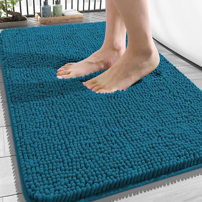 OLANLY Bathroom Rugs 34x21, Extra Soft Absorbent Chenille Bath Rugs, Rubber