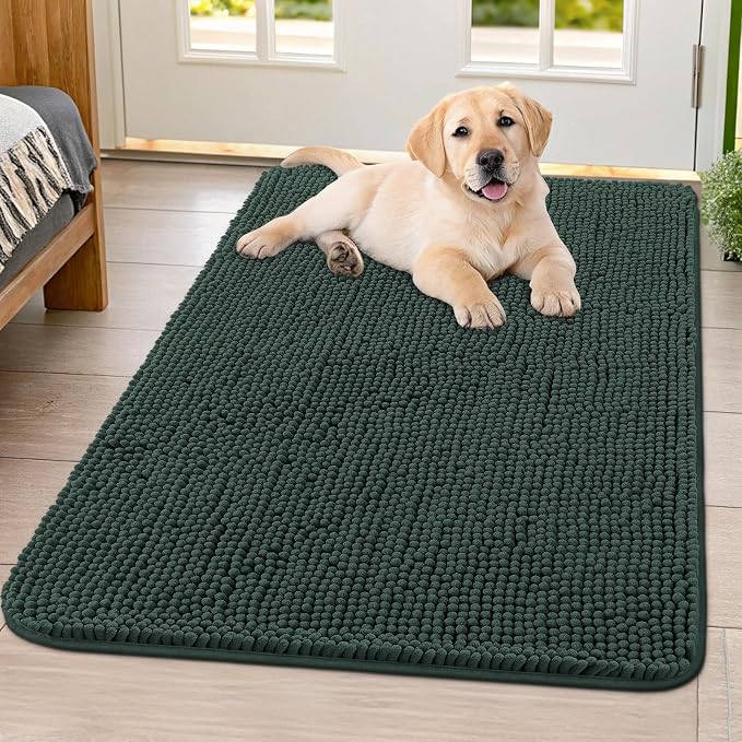 Smiry Dog Door Mat for Muddy Paws 40x32, Absorbent Dirt Trapper, Non-Slip