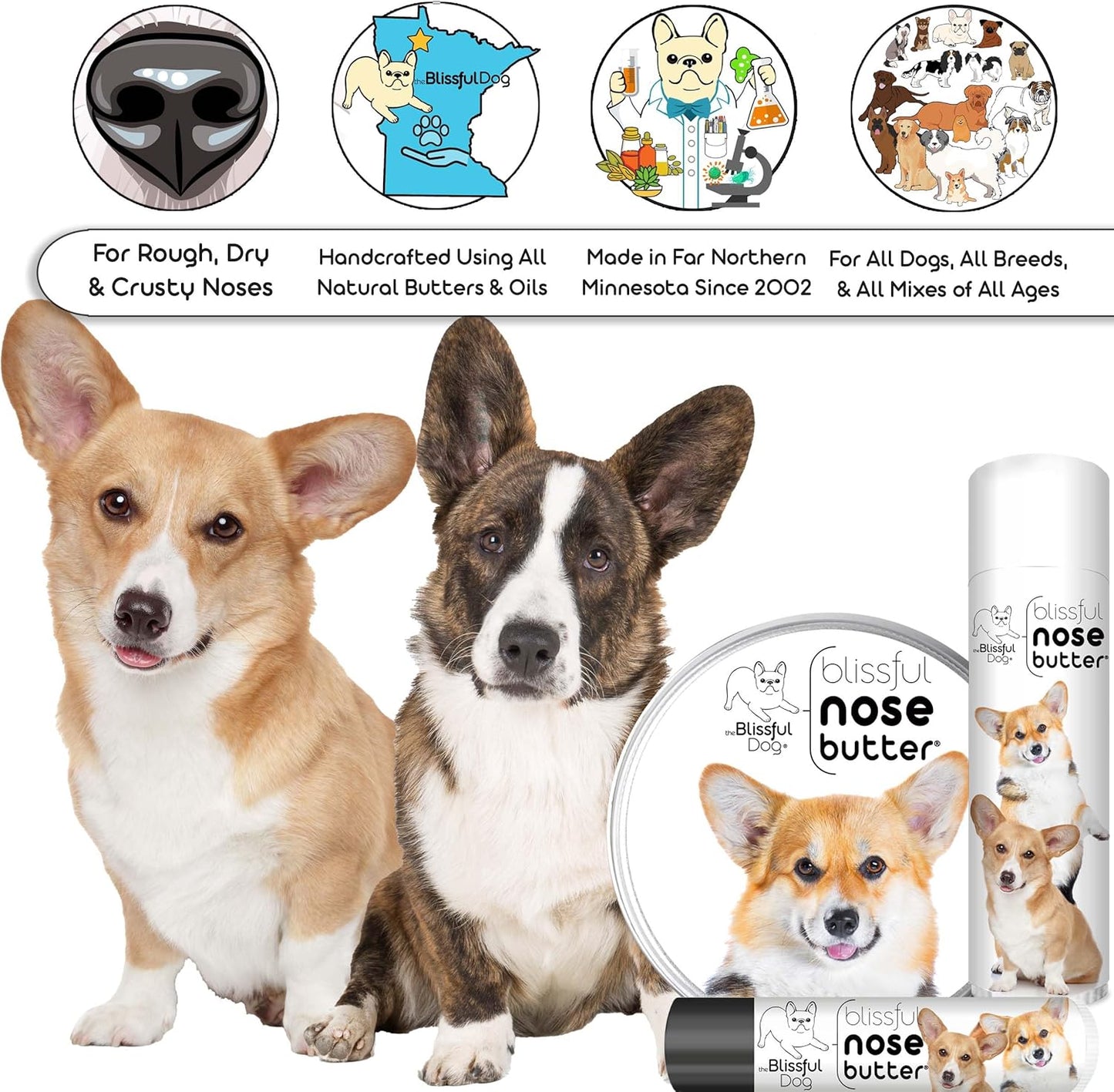 The Blissful Dog Corgi Unscented Nose Butter, 2-Ounce
