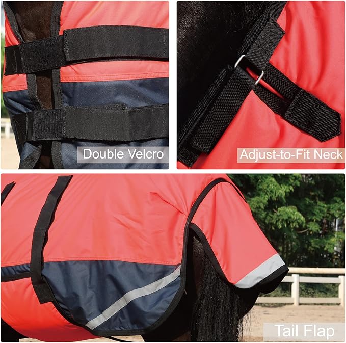 Foal/Mini Horse Size 30"-48" Waterproof & Breathable 300 Denier Winter Turnout Blanket with 150g Polyfill Fluorescencered Medium