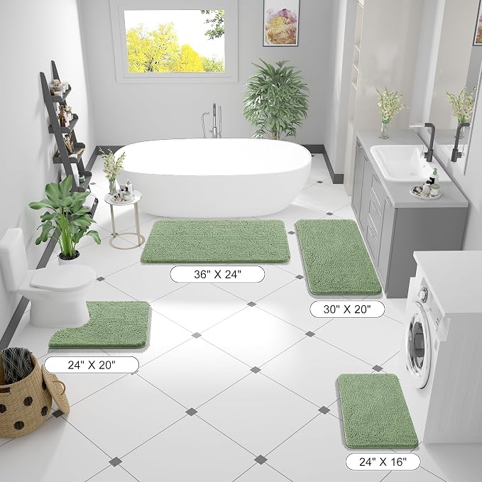 OLANLY Toilet Rugs U-Shaped 24x24, Extra Soft Absorbent Chenille Contour