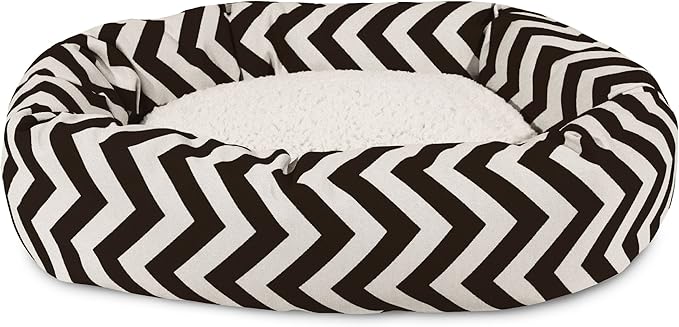 Majestic Pet Chevron Sherpa Bagel Bed, Black, 32-Inch