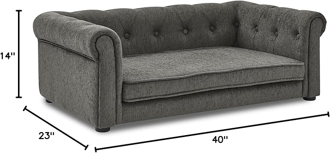 Elegant Rectangle Pet Bed for Medium and Large Dogs, Durable Elevated Dog Sofa Bed, Comfortable Dog Couch, Modern and Stylish Dog Sofa for Large Dogs,Dark Grey