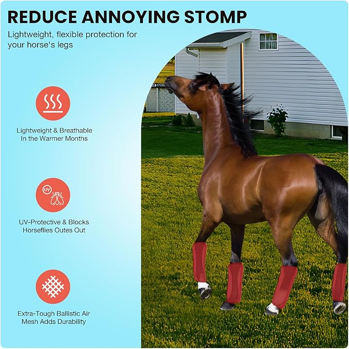 Mesh Fly Boots Horse Fly Boots Mesh Fly Wraps Leg Guard for Horse Set of 4