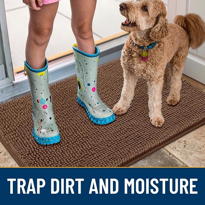 Smiry Dog Door Mat for Muddy Paws 30x20, Absorbent Dirt Trapper, Non-Slip