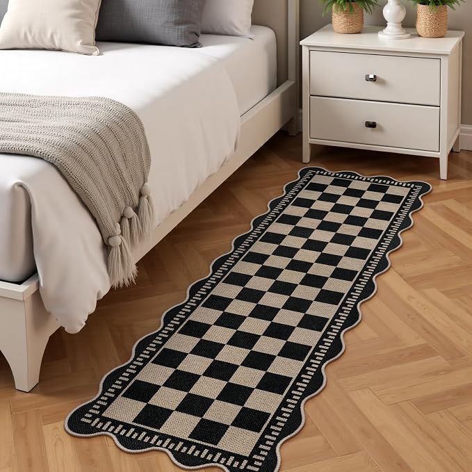 Checkered 2x6 Kitchen Runner Rug, Washable Rugs