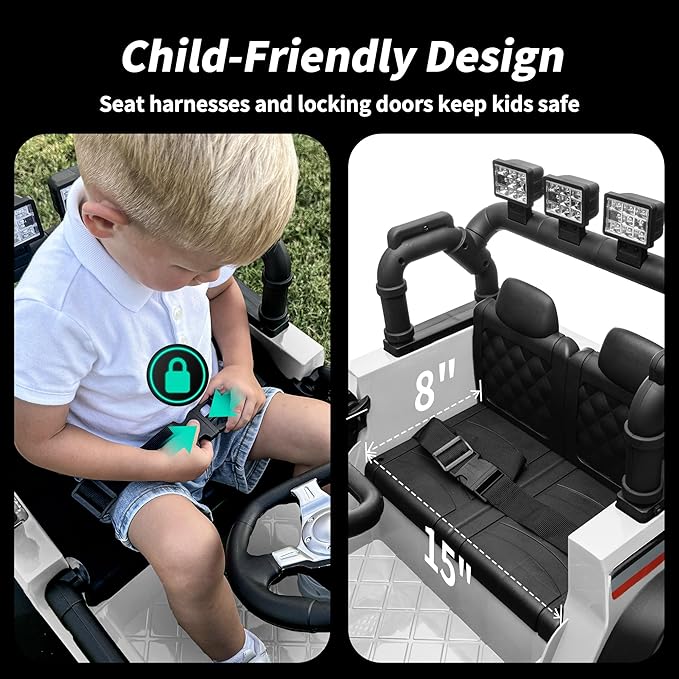 12V Kids Ride on Car Truck, Kids Electric Vehicles Car Ride on Toy for Toddlers 3-5 with Remote Control - White