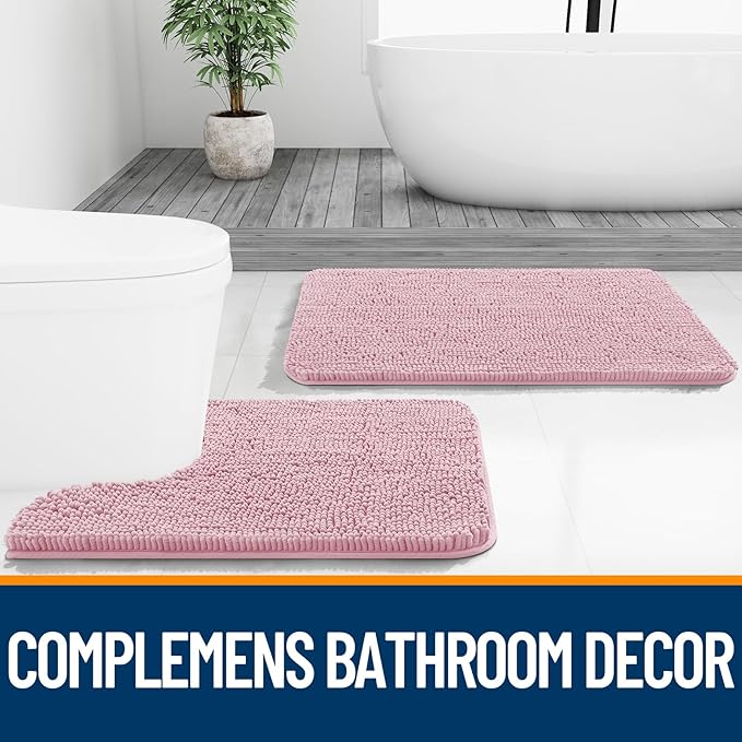 OLANLY Toilet Rugs U-Shaped 24x20, Extra Soft Absorbent Chenille Contour