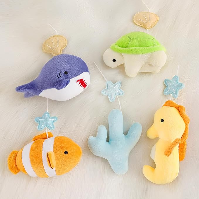 Ocean Animals Baby Crib Mobile - Musical Baby Mobile for Crib with 12 Lullabies for Boys & Girls, Baby Mobile for Bassinet for New Borns, Nursery Mobiles, Fits Standard Cribs