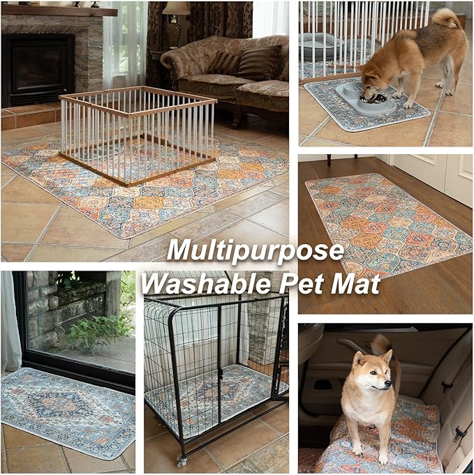 nunubaby Washable Pee Pads for Dogs, Stylish, Non-Slip and Leak-Proof Pee Pads. Reusable Potty Pads for Dogs for Crates and Floors.(Gray/Geo, 18" x24")