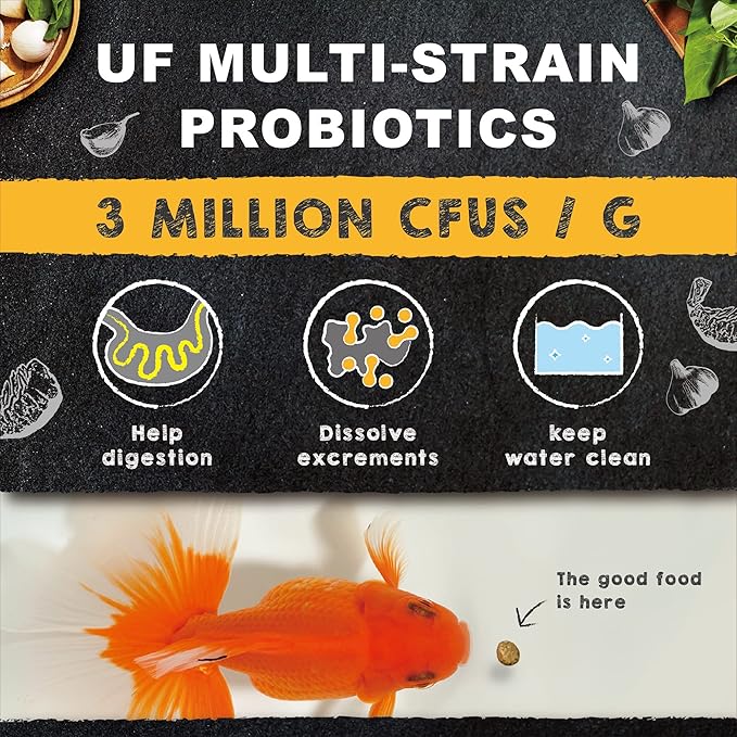 Ultra Fresh Floating Goldfish Food, Color Enhancing, Balanced Diet, All Natural Ingredients, Clear Water Formula, Goldfish Premium Pellet, 15 oz