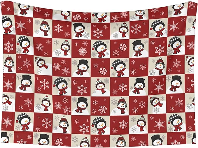 Red Beige Snowman Blanket - Snowflake Throw Blanket 30x20 Pet Blanket for Couch Sofa Bed Winter Xmas Holiday
