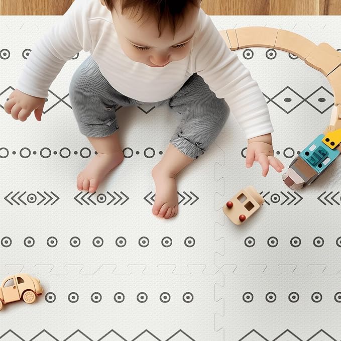 Baby Foam Play Mat, PIGLOG 72x48 Baby Crawling Mat, Floor Mats for Kids for Baby with Interlocking Floor Tiles, Toddler Play Mat for Indoor and Outdoor, Easy to Clean Playroom Floor Mat, Bohemia
