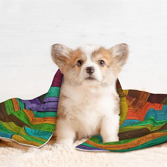 Colorful Wood Throw Blanket - Wooden Blanket for Dog Cat Pet Blankets 30x20 for Couch Sofa Bed