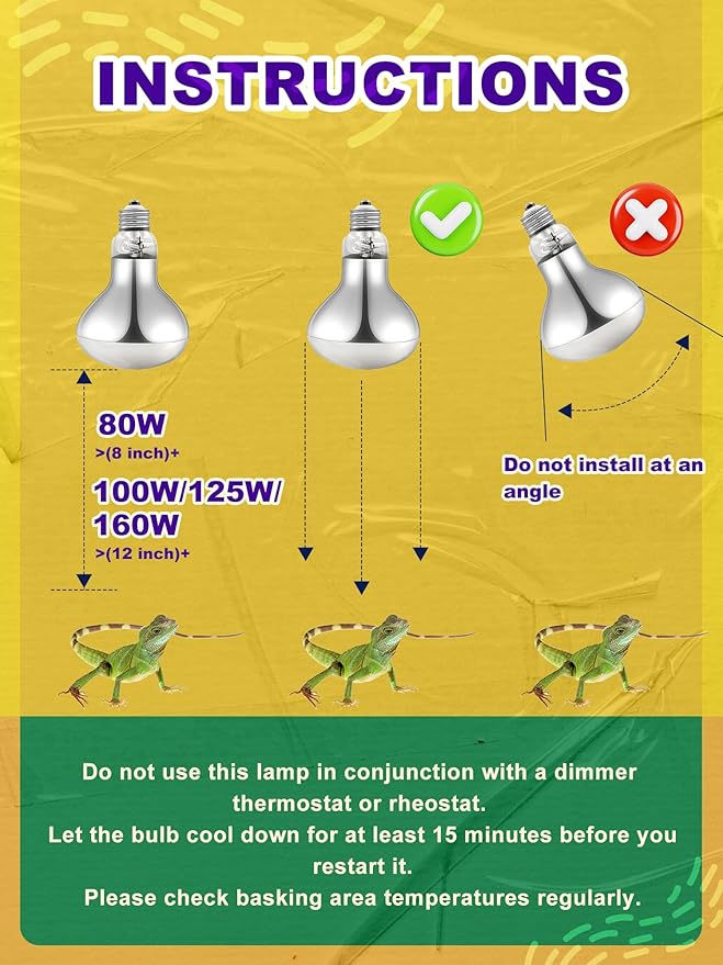 Heat Lamp Bulb, 80 Watt Full Spectrum UVA UVB Reptile Heat Bulb, Basking Spot Light, Simulate Natural Sun Light for Reptile and Amphibian