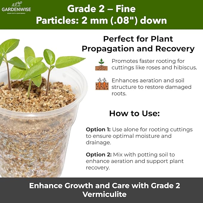 Organic Fine Vermiculite for Indoor Gardening Plants and Mushrooms – Enhances Soil Aeration, Seed Germination, Rooting Cuttings – Small Packages and Bulk (Vermiculite Grade 2 – Fine, 5 qt)