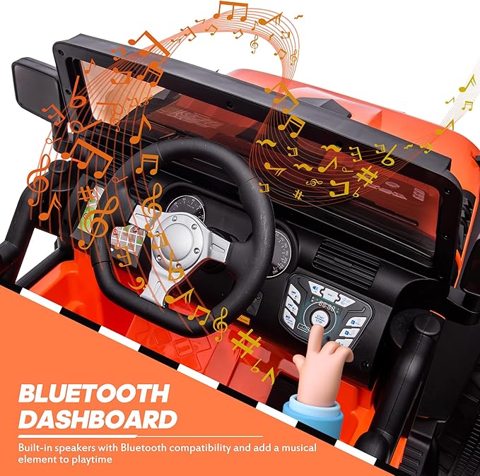 24V 9Ah Ride on Toy for Big Kids, 4WD 2 Seater Ride on Car Truck with Remote Control, 4x200W Motor - Orange