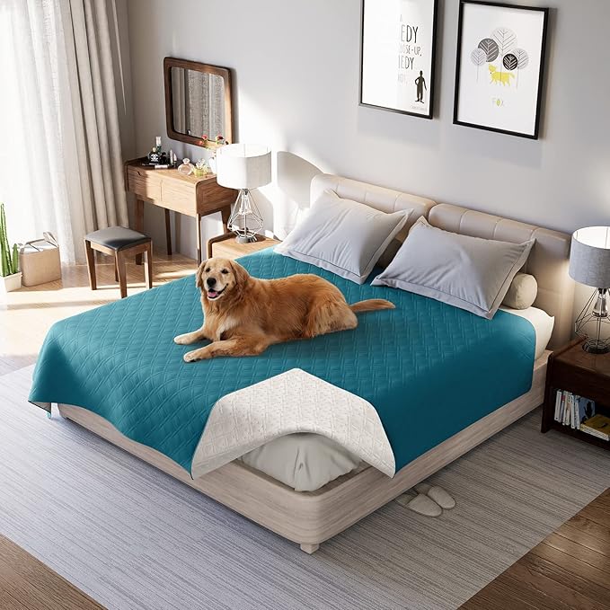 Waterproof Dog Bed Covers for Couch Protection, Water-Resistant Soft Dog Pet Blanket Anti-Slip Dog Blanket for Bed, for Furniture Bed Couch Sofa (Deep Blue,86x82inch)
