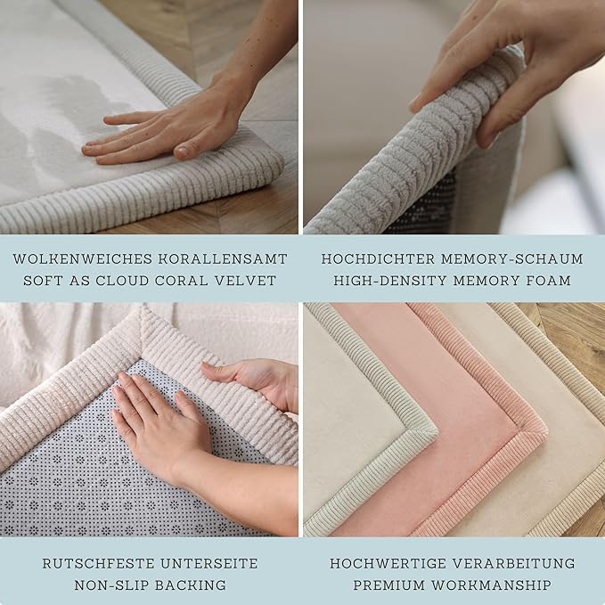 Premium Baby Play Mat 60”x80” Light Gray – Cloud-Soft Coral Velvet Memory Foam Rug for Crawling & Play – Non-Slip, Water-Repellent, Easy-Care Tummy Time Mat – Non-Toxic Padded Playmat