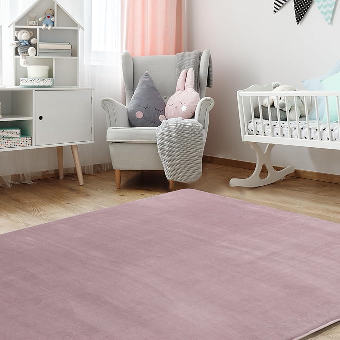 BALAPET Thick Memory Foam 50x50 Play Mat for Playpen, Super Soft Velvet Portable Baby Playpen Mat for Kids Toddler Crawling and Play, Non-Slip Bottom Playmat, Pink