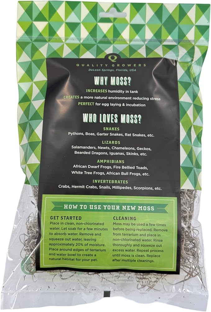 The Habitat Life - Natural Spanish Moss - for Reptiles, Amphibians & Invertebrates Terrariums - Humidity Control - Breathable Bedding - Dye-Free & Safe - Small - 1 Pack