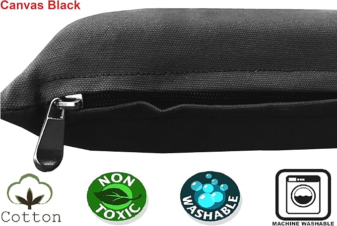 Dogbed4less Shredded Memory Foam Pillow Dog Bed with Waterproof Liner and Machine Washable Cover (Black Canvas, Medium 36"X29")
