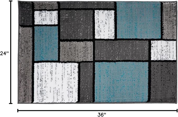 Rugshop Contemporary Modern Boxes for Home Office,Living Room,Bedroom,Kitchen Non Shedding Area Rug 2' x 3' Gray