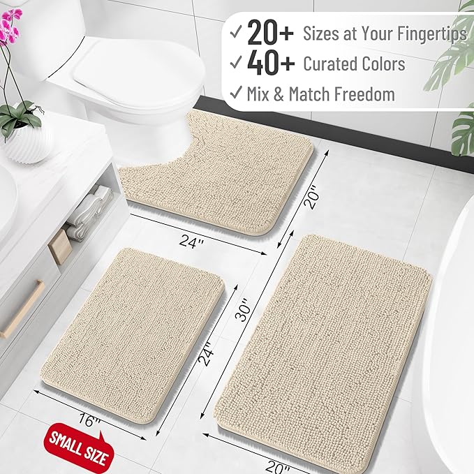 OLANLY Large Bathroom Rugs 40x24, Extra Soft Absorbent Chenille Bath Rugs