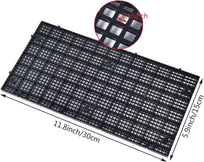 ALEGI Plastic Grid Divider Tray Egg Crate Louvre Aquarium Fish Tank Bottom Isolation with Bracket (4pcs Black)