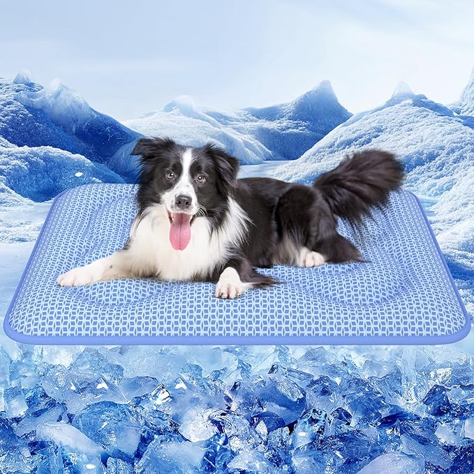 Rywell Dog Cooling Mat, 44”x32” Super Thick & Reversible Cooling Mat for Dogs, Arc-Chill 3.0 & PCM for Long-Lasting Cool and Color-Changing (Q-Max > 0.5), All-Season Use & Portable for Travel