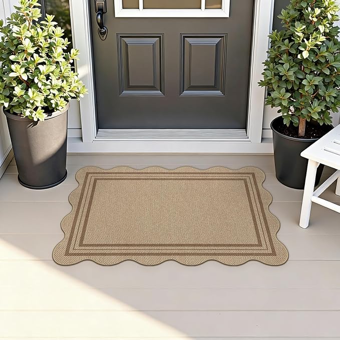 Easy Jute Outdoor Mats for Front Door, 2x3 Small Washable Kitchen Rugs