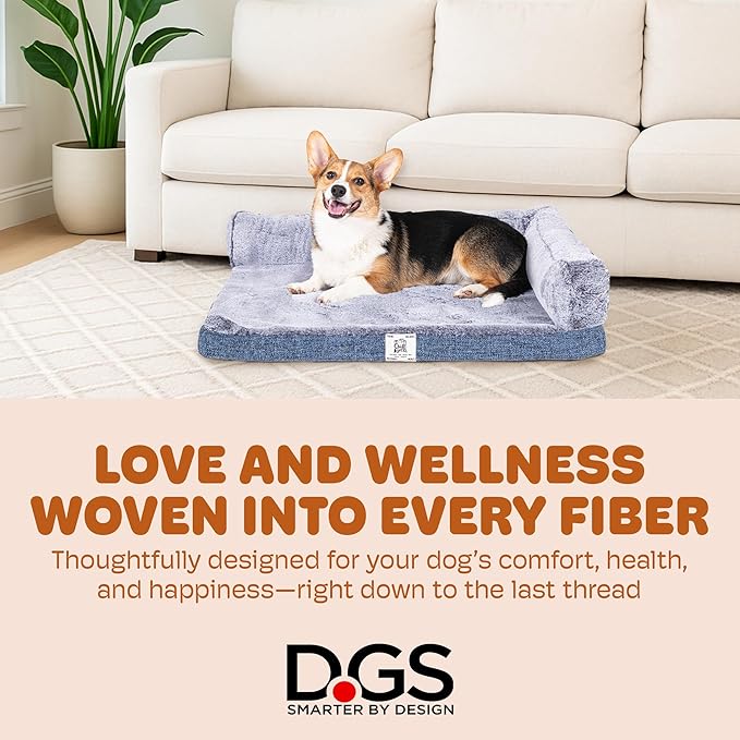Dog Gone Smart Chill Kuzzi Dual Bolster Crate Pad - Washable Dog Bed Infused with Far Infrared Rays (FIR) -Supportive Plush Cushion for Crates, Travel, and Recovery - Slate Grey, Medium 18 x 29 Inches