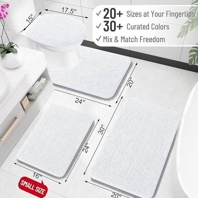 OLANLY Toilet Rugs U-Shaped 24x20, Extra Soft Absorbent Chenille Contour