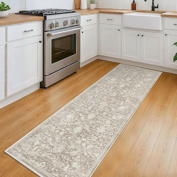 KILOCOCO Hallway Runner 2x6 Kitchen Runner Rug Printed Vintage Floral Washable