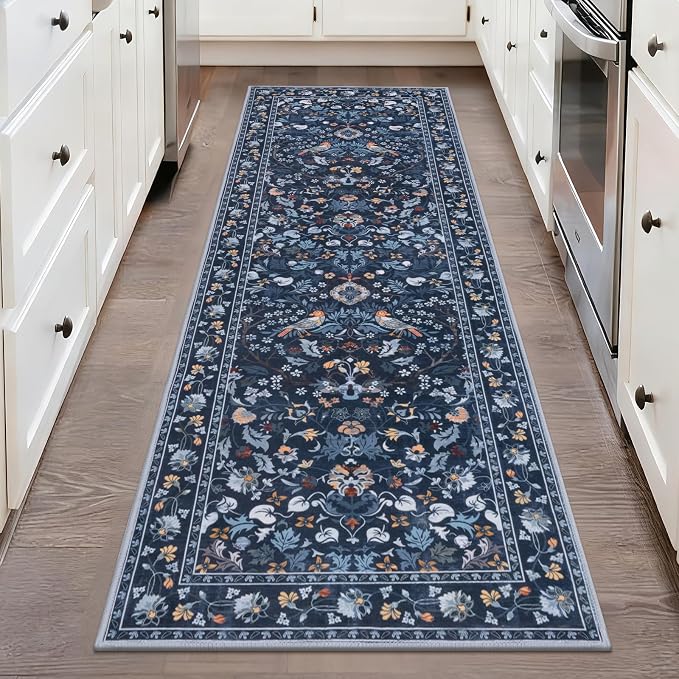 HEBE Washable Hallway Runner Rug 2'x 6' Non Slip Kitchen Rugs Runner, Low Pile