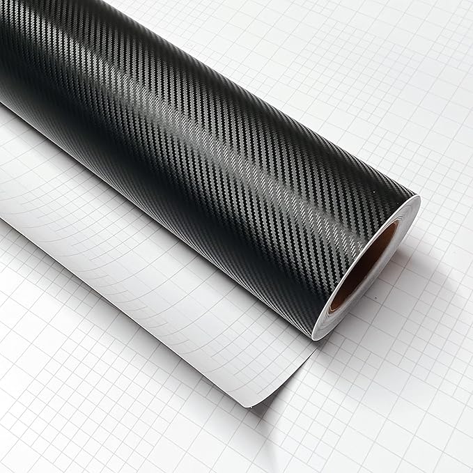 3D Black Carbon Fiber Vinyl Bubble Car Wrap Film Automotive DIY Decals (72" x 60" / 6 FT x 5 FT)