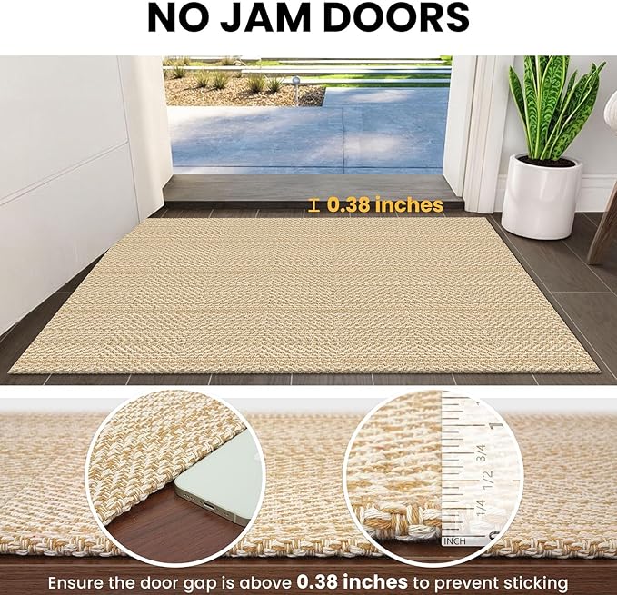 IOHOUZE Washable Area Rug 3x5 Non Slip Rubber Backed Woven Rugs