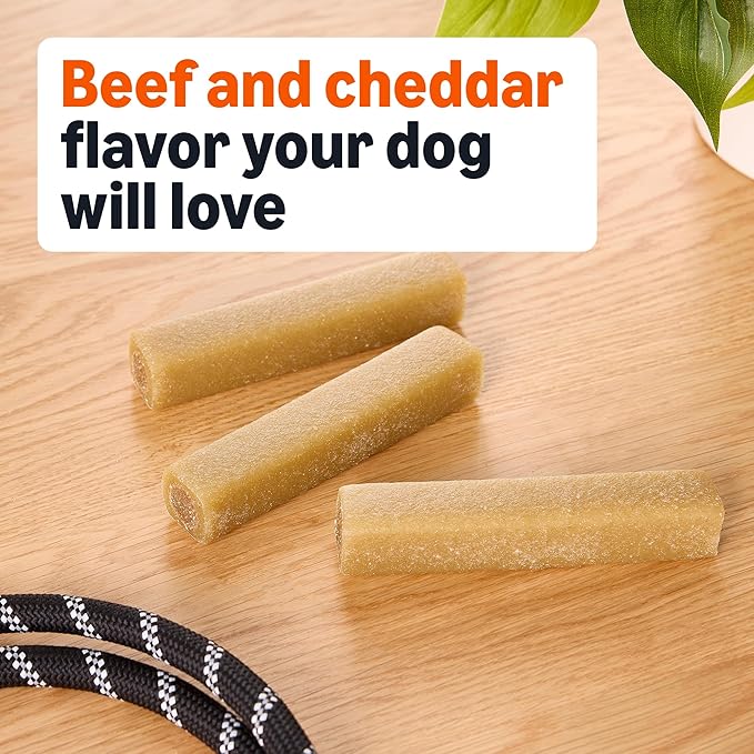 Amazon Basics Double Chew Bone Dog Treats, Beef and Cheddar - 8 count, 1 pack