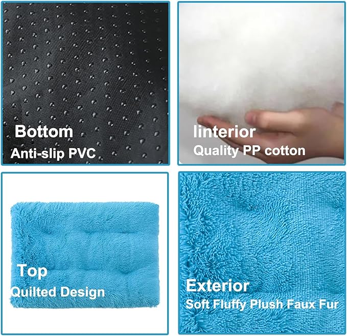 Dog Crate Mat, Dog Bed for Large Dogs, Comfy Fluffy Kennel Pad Anti-Slip for Dog beds & Furniture, Quilted Dog Bed for Pets for Medium/Small Dogs Cats (Color : Blue, Size : 16.9x11)
