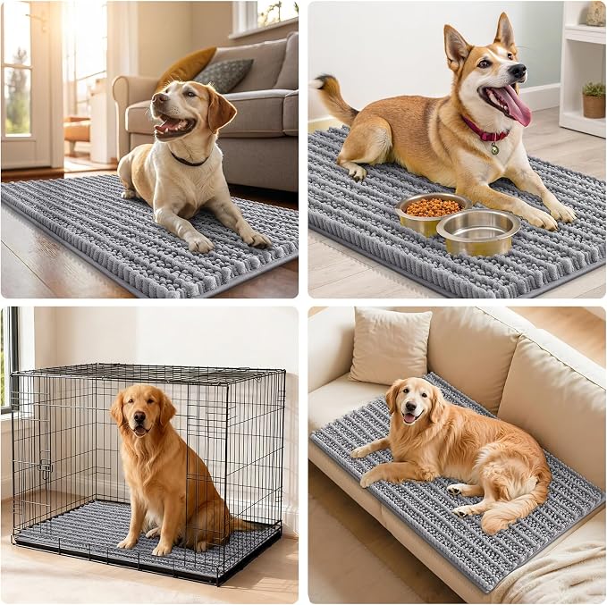 Smiry Dog Door Mat for Muddy Paws 36x24, Absorbent Dirt Trapper, Non-Slip